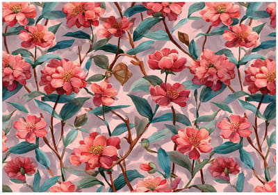 WALLARENA - Behang 150x105 cm - Fotobehang - Vliesbehang - Bloemen motif - Voor de slaapkamer van de salon - Op Flizelinie
