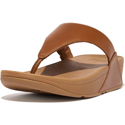 FitFlop Lulu Lederen Teenslipper - Microwobbleboard-zool technologie BRUIN - Maat 43