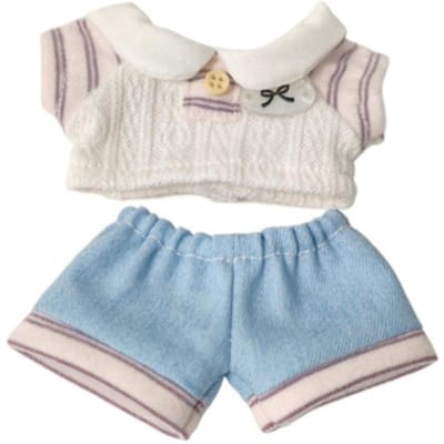 T-shirt 10cm Vêtements pour Poupée en Coton Style Preppy Short Vêtements pour Poupée Tenue Costume Uniforme Ensemble d'Habillage pour Poupée Poupée en Coton 10cm white