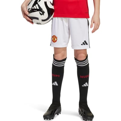 Adidas Manchester United 25/26 Home Shorts Korte Broeken Kinder - Wit - Maat 135 - 140 CM - Poly Mesh