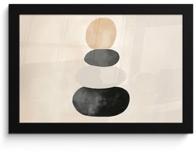 Poster in lijst - Fotolijst 30x20 cm - Posters - Japandi - Wabi sabi - Beige - Posterlijst zwart - Decoratie - Wanddecoratie woonkamer - Muurdecoratie slaapkamer