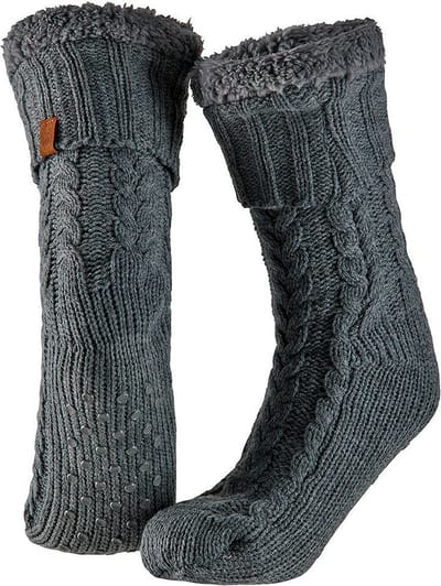 Apollo Huissokken - grijs - anti-slip - fleece/gebreid - heren - one size -slofsokken - Slaapsokken/bedsokken