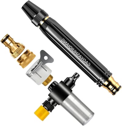 Slangsproeier Auto - Hogedruk Mondstuk - Voertuigen Reinigen - Verstelbare Waterstraal - 16 cm - Zwart