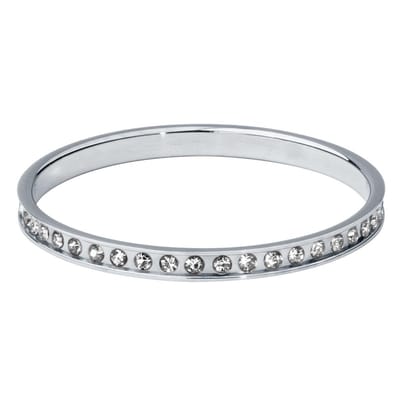 Quiges Stapelring Dames - Vulring Grijs Zirkonia - RVS Zilverkleurig - Maat 19 - Hoogte 2mm