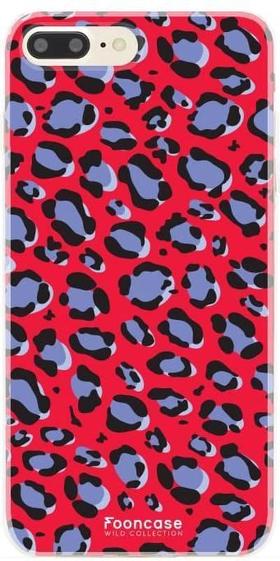 Fooncase Hoesje Geschikt voor iPhone 8 Plus - Shockproof Case - Back Cover / Soft Case - Luipaard / Leopard print / Rood