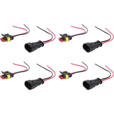 4 Jeux Adaptateur de Prise Mâle et Femelle 2 Broches Connecteur Électrique Faisceau de Câbles pour Automobile Motos Camping-cars black
