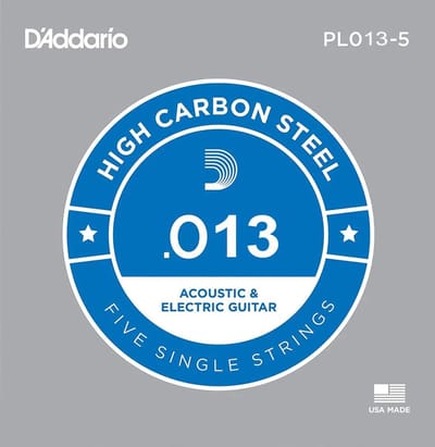 D'Addario PL013-5 Plain Steel Guitar Single String, .013 5-pack