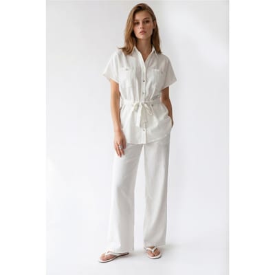 Katoenen Overhemd En Wijde Pantalon Set