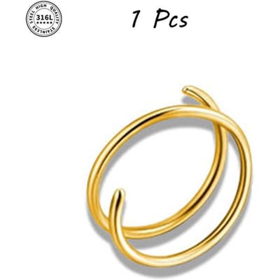 Dubbele Hoepel Neuspiercing Roestvrij Staal voor Enkele Piercing, Strakke Spiraal Neuspiercing 20G 8/10mm Dunne Neusringen Piercing Sieraden 0.8x10mm