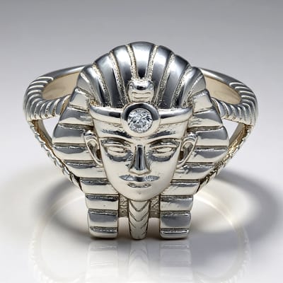Cavill - Zilveren Ring 925 Sterling - Cambodjaanse Zirkoon 0,04 ct Rondgeslepen - Historisch Farao Egyptisch Design - Vakmanschap & Sieraden