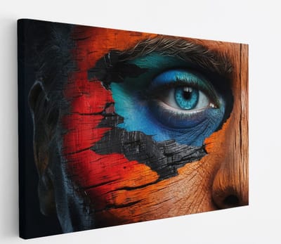 Saammp Canvas Schilderij - Vrouw - Gezicht van Hout - abstract - 30x20 - Foto op canvas - Wanddecoratie - Muurdecoratie Woonkamer - Slaapkamer decoratie - Canvas Print
