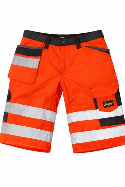 Werkshort Heren – Snickers Workwear HV Werkshort High Visibility Oranje/Zwart – Maat 44 – Reflecterende Werkbroek Kort met Holsterzakken