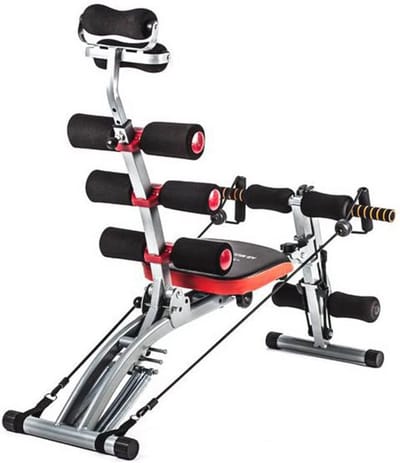 Buikspierbank - Fitnessbank Krachttraining - Buikspieren Trainen - 6-in-1 Multifunctioneel - 110 x 53 x 91 cm - Zilver