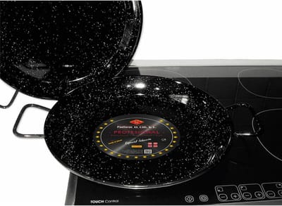 Geëmailleerde Paella Pan Zwart 38 cm - Geschikt voor Alle Vuursoorten