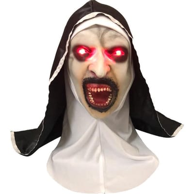 Masque lumineux de nonne à la bouche ensanglantée, Masque de danse de fête One size beige