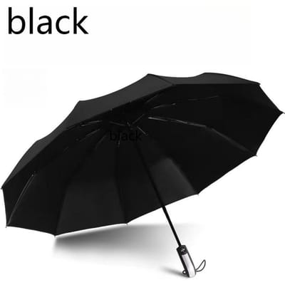 Automatische Opvouwbare Vinyl Paraplu, Tien-Baleinen Paraplu Is Sterk, Winddicht en Waterdicht, Grote Paraplu voor Zakelijk Gebruik black