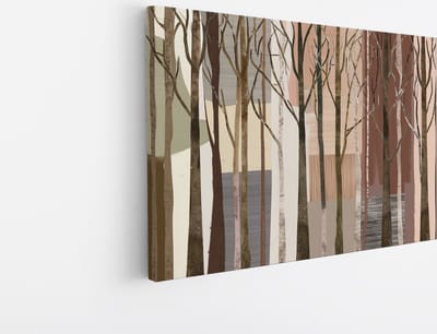 Saammp Canvas Schilderij - Bomen - Beige - Bruin - Bloemen - Landschap - Natuur - 45x30 - Foto op canvas - Wanddecoratie - Muurdecoratie Woonkamer - Slaapkamer decoratie - Canvas Print