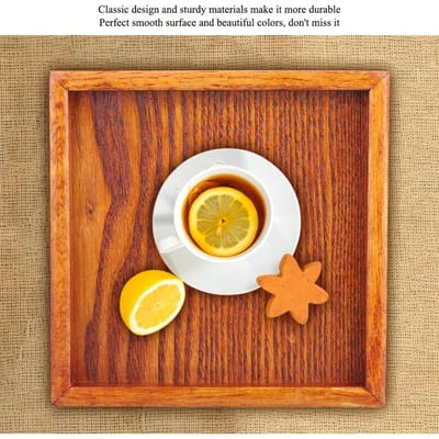 Kleine Draagbare Vierkante Vorm Massief Hout Thee Koffie Snack Eten Dineren Serveerblad Bord 16.5x16.5x2