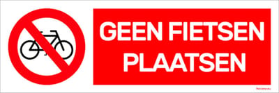 Bordje "Geen fietsen plaatsen" - 10x30 cm - Voor binnen & buiten - Verboden fietsen te plaatsen