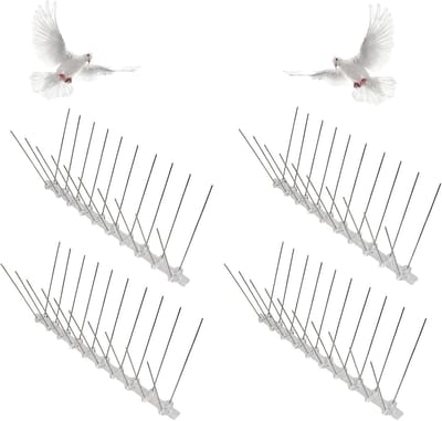 Famanu – Duivenafweerspikes van roestvrij staal - 4 stuks x 25 cm - vogelafweerspikes ter bescherming voor balkon en terras - voor spinnen - zwaluwen - kraaien - katten - duivenverschrikker en