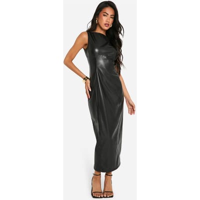 boohoo Dames Faux Leather Midaxi-jurk | Zwart | Maat: 36
