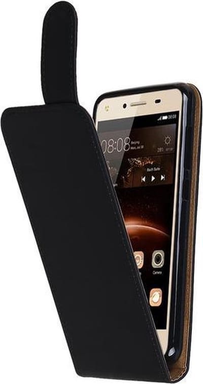BestCases.nl Huawei Y5 II / Y6 II Compact Effen Classic TPU flip hoesje Zwart