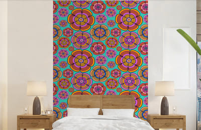 Behang - Fotobehang Design - Flower Power - Kleuren - Breedte 140 cm x hoogte 220 cm