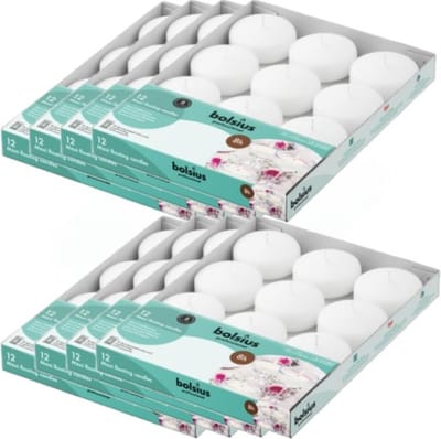 Bolsius - Maxi Drijfkaarsen - Wit - 8 uur - 96 stuks - Ø 7.7 cm - Feest Huwelijk Decoratie