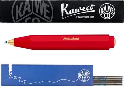 Kaweco - Balpen - Classic Sport - Rood - Met doosje Balpenvullingen MEDIUM Blauw
