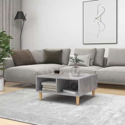 Salontafel Bijzettafel - Woonkamertafel Theetafel - Opbergen Decoreren - Scandinavische Stijl - 60x60x30cm - Betongrijs