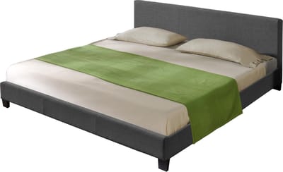 Houten bed stof met bedbodem 180x200 cm donkergrijs