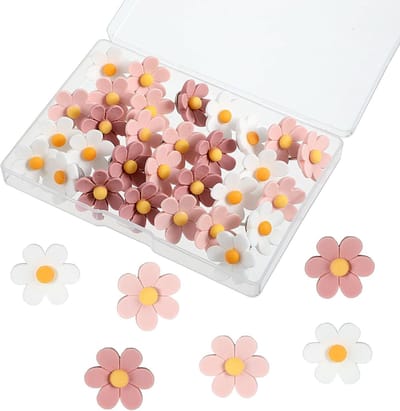 Allecto Plus - Bloemenpunaises 30 stuks - Prikspelden voor kurkborden - 23 cm - Schattige punaises - Karton posterophanging - Wanddecoratie - Roze en wit