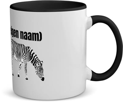 Akyol - zebra met eigen naam koffiemok - theemok - zwart - Zebra - dieren liefhebber - iemand die houdt van zebra's - verjaardag - cadeau - kado - geschenk - 350 ML inhoud