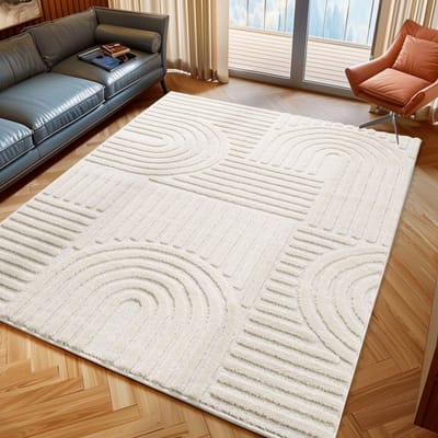 Binnenkleed, crèmekleurig, van jute, voor de woonkamer, duurzaam en slijtvast, antislip. 120x170 cm