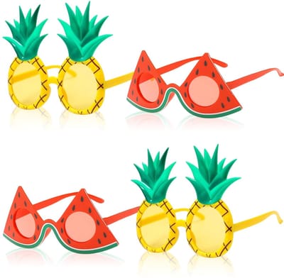 Zonnebrillen 4 stuks - Ananas/Watermeloen - Grappige Brillen - Zomer/Thema - Feest/Carnaval - PP Materiaal - Feestzonnebril