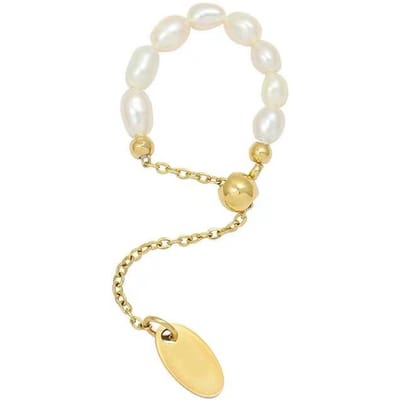 Franse eenvoudige retro parelketting trek aanpassing gouden kleur ringen meisjes nieuwe elegante accessoires mode vinger sieraden voor vrouwen