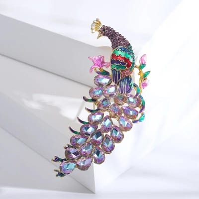 Nieuwe Aankomst Vrouwen Mannen Luxe Pauw Boutique Kristal Badges Broches Mode Prachtige Feest Banket Spelden Accessoires Sieraden gray