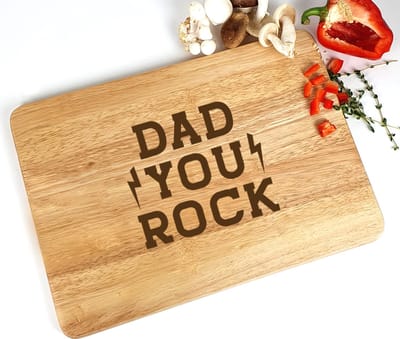 Snijplank hout - Vaderdag cadeau - Dad you rock - Cadeau papa - 35x23cm - Houten snijplank - Cadeau vader - papa cadeau - papa - kado - Kerst - Verjaardag - Vaderdag