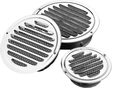 Ventilatieopening Roestvrijstaal - Rond Rooster - Buiten Lucht - Ingebouwd Diernet - 60mm - Zilver