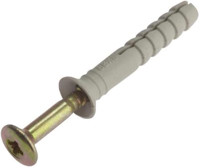 Hamerbevestigingen - Nylon pluggen - Kozijnen bevestigen - Voorgemonteerd - M10 x 100mm - Grijs