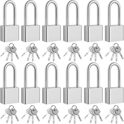 12 Pack Lange Sluiting Hangsloten, Robuuste Padlocks met Sleutels voor Poort, Garage en Schuur, Weerbestendig voor Buitengebruik