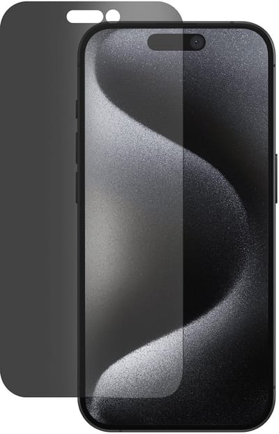 Eiger Mountain Black Screen Protector Geschikt voor iPhone 15 / 15 Pro | Case Friendly | Privacy Glas | 9H Tempered Glass | Anti-Spy