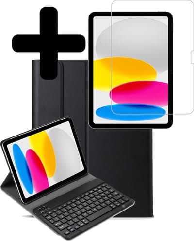 Hoesje - Geschikt voor Apple iPad A16/A18 (2022/2025/2026) - 10.9 & 11 inch (10e, 11e & 12e generatie) - Met Screenprotector - Toetsenbord Case - Keyboard Book Cover - Hoes - Zwart