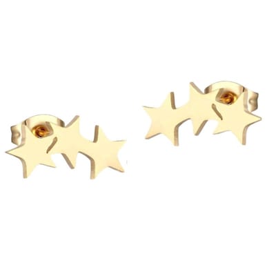 Aramat Jewels | Oorbellen | Stalen Goudkleurige 3 Sterren Oorbellen - Tijdloos Cadeau | | | |5mm | Staal | Kinderen, Volwassenen | Verkleurd niet