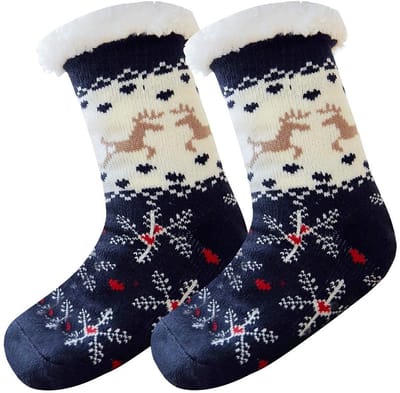 Store_8 - Kerstsokken - Warme Sokken - Cosy Sokken voor Thuis - Blauw - Antislip Sokken - Winter Sokken voor Mannen en Vrouwen
