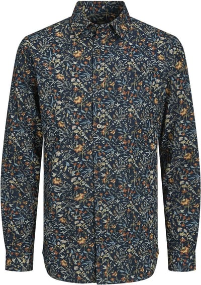 Jack & Jones Overhemd Jprblamonaco Print Shirt L/s 12233039 Navy Blazer Mannen Maat - S