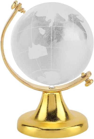 Elegante Kristallen Wereldbol met Gouden Afwerking voor Thuis en Kantoor - Perfect Cadeau voor Reisliefhebbers en Decoratie