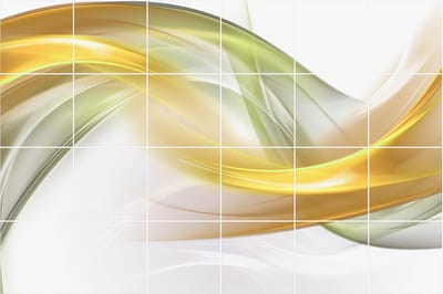 Wallfluent Tegelstickers - Dynamische Golven En Lijnen Plakfolie Tegels - Set van 24 stuks 10 x 10 cm - Geel Tegelstickers Keuken - Mozaïek Abstract Tegelstickers Badkamer