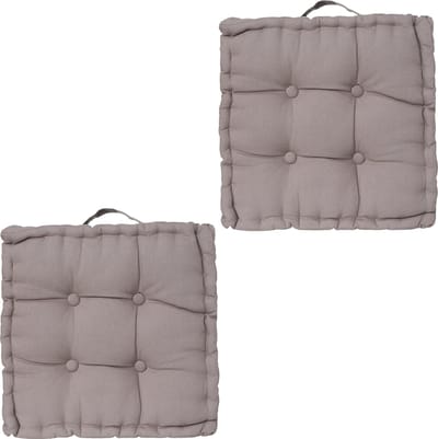 Atmosphera Vloerkussen Square - 2x - grijs - katoen - 38,5 x 38,5 x 8 cm - vierkant - Extra dik
