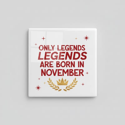 “Only Legends Are Born in November” Keramische Tegel – 15×15 cm Verjaardagscadeau & Decoratieve Muurdecoratie